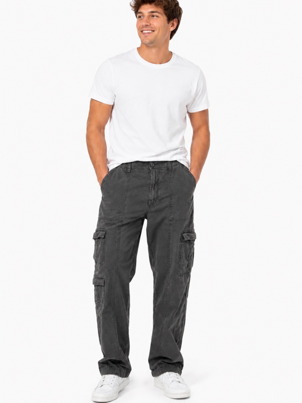 Hollister cargo pants- dark grey wash & functional side pockets